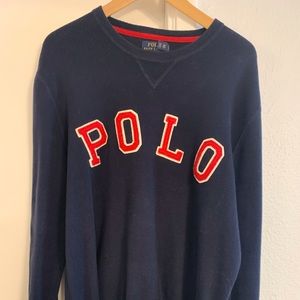 Vintage Style POLO Ralph Lauren Sweater Felt Varsity Patch Logo